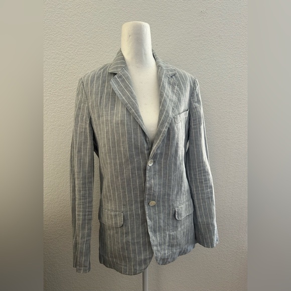 Rugby Ralph Lauren Gray blazer with fine white lines, vintage 2004 linen, size 4 - Picture 1 of 7